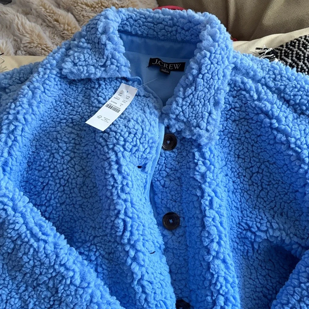 J crew Women's Blue Sherpa Jacket - Picture 3 of 4